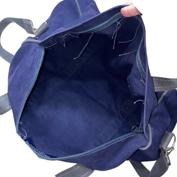 Guggenheim Scarborough & Tweed  Navy Blue Canvas Duffle Weekender Bag - Picture 8 of 9